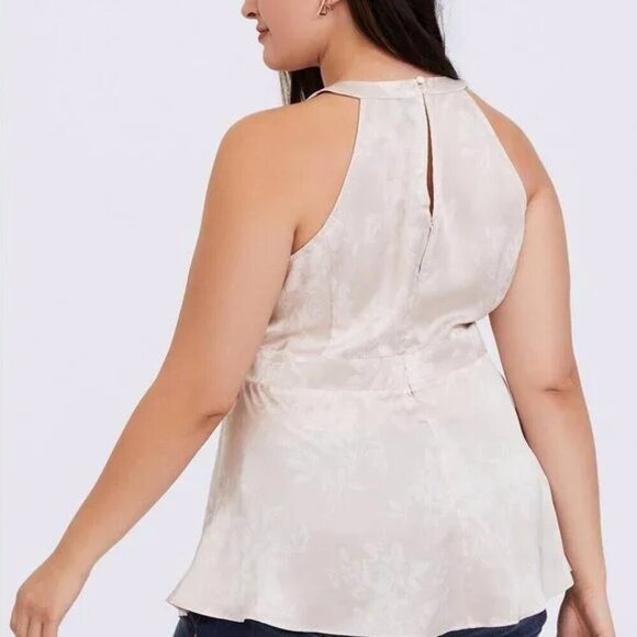 Women's Plus 2 NWT Torrid Peplum Georgette Goddess Neck Tank - Picture 2 of 11